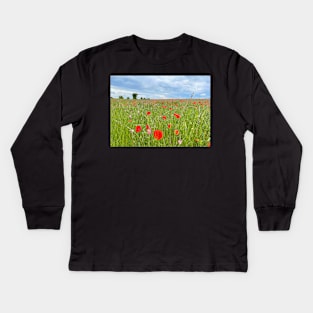 Poppy Field, Cotswolds Kids Long Sleeve T-Shirt